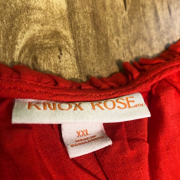 Knox Rose Orange Red Lightweight Cotton Short Sleeve Front Tie Tassels Shirt XXL - Picture 4 of 8